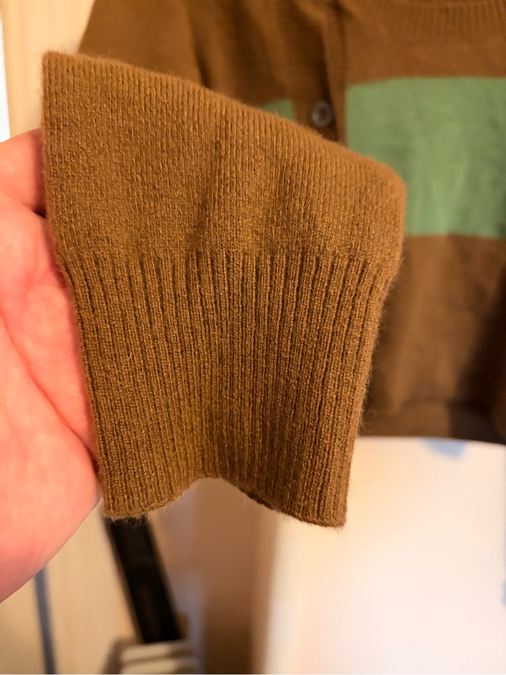 Trust Fund Babies Cashmere size L Brown & Green Stripe Women's Cardigan - Picture 2 of 12